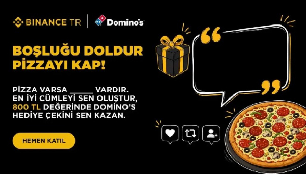 Мероприятие в социальных сетях Binance TR на тему пиццы: возможность выиграть подарочный сертификат Domino&rsquo;s на сумму 800 турецких лир