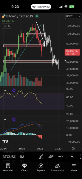Медвежий рынок еще не завершен: биткоин не смог преодолеть ключевое сопротивление на уровне $68&nbsp;000